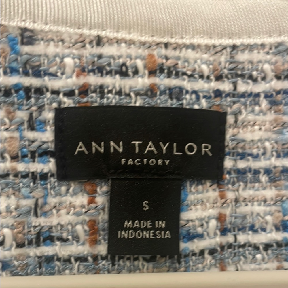 Ann Taylor Blue and White Tweed Jacket - Picture 3 of 10